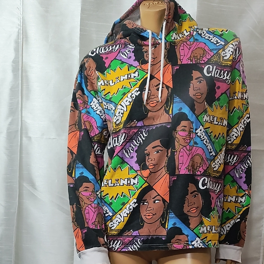 On Fire Multicolor Graphic Hoodie Size 1X‎